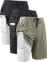 JWJ Men's 2-in-1 Quick Dry Running Shorts with Liner, Side Pockets - Breathable Gym Workout Athletic Shorts