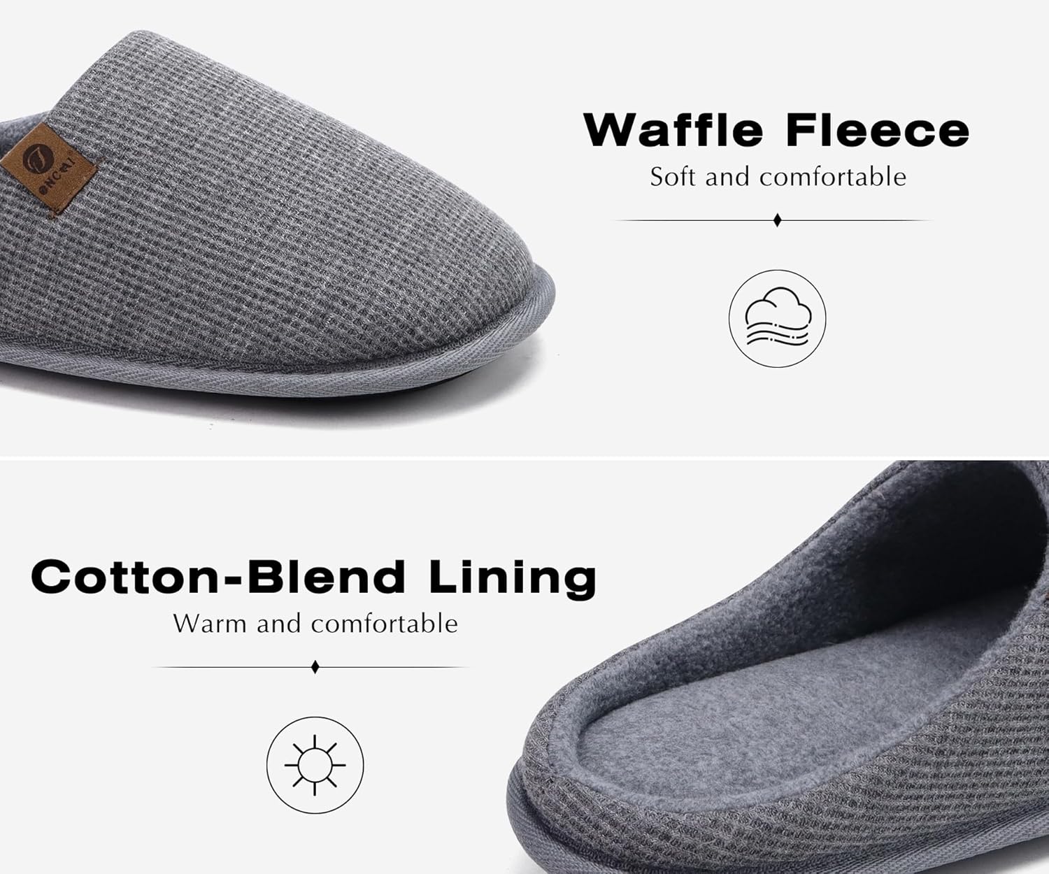 ONCAI Men's House Slippers, Cushion Memory Foam Shake Fleece and Man House Shoes with Faux Fur Lining and Indoor Outdoor Rubber Soles US Size 7-15 - Image 3