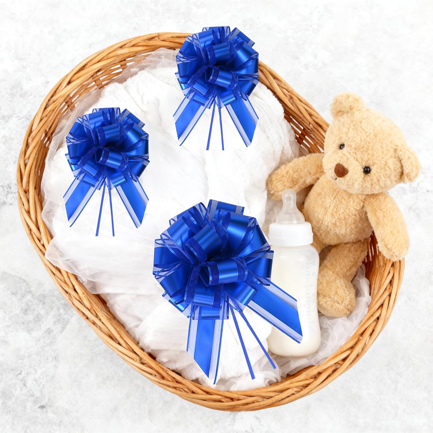 10-Pack Royal Blue Pull Bows for Gift Wrapping - 6 Inch Reusable Ribbon Bows, Large Instant Floral Decor Bows for Wedding, Christmas, Birthday Decor, Gift Basket & Party Decorations - Image 5