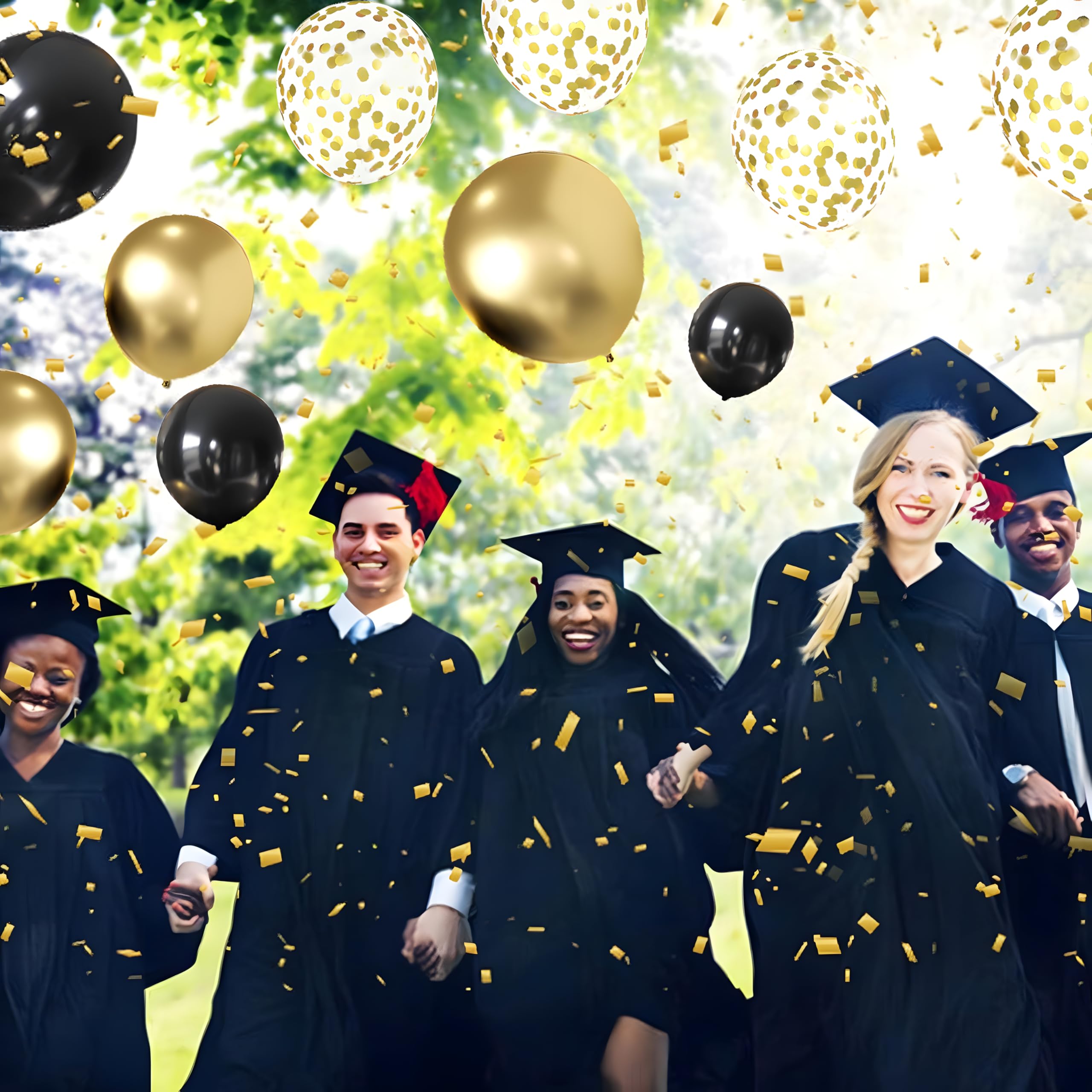 Zesliwy Black and Gold Confetti Balloons,50pcs 12In,Latex,Party Decor 4