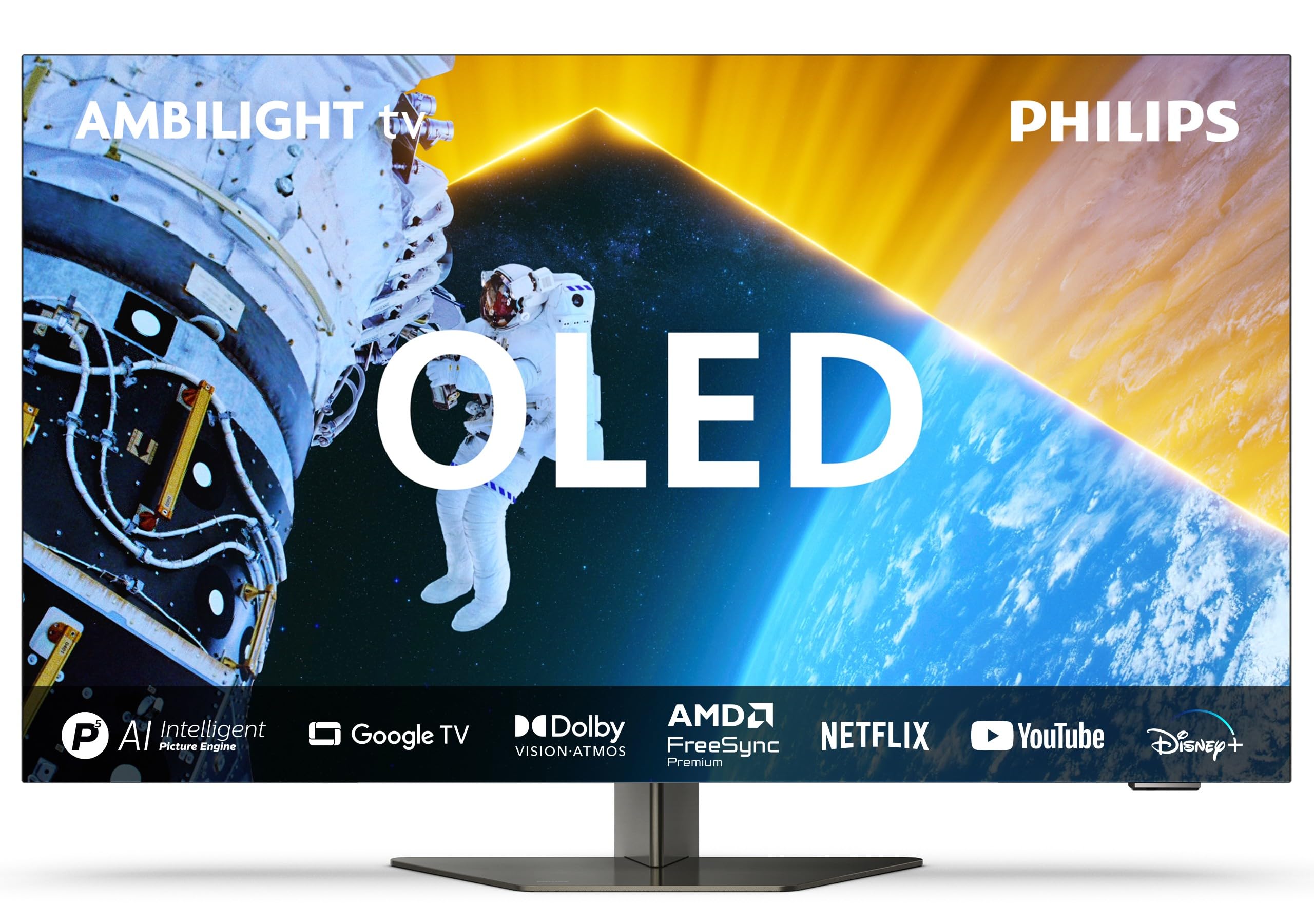 Philips Ambilight 65OLED809 4K OLED Smart TV - 65 Inch Display with P5 AI Perfect Picture Engine, Ultra HD Google TV, Dolby Vision and Atmos Sound, Works with Alexa and Google Voice Assistant