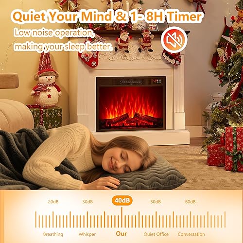 Miniatura 5 de SOOWERY - Chimenea eléctrica con repisa, soporte de TV con chimenea con inserto reemplazable, centro de entretenimiento rústico con chimenea y