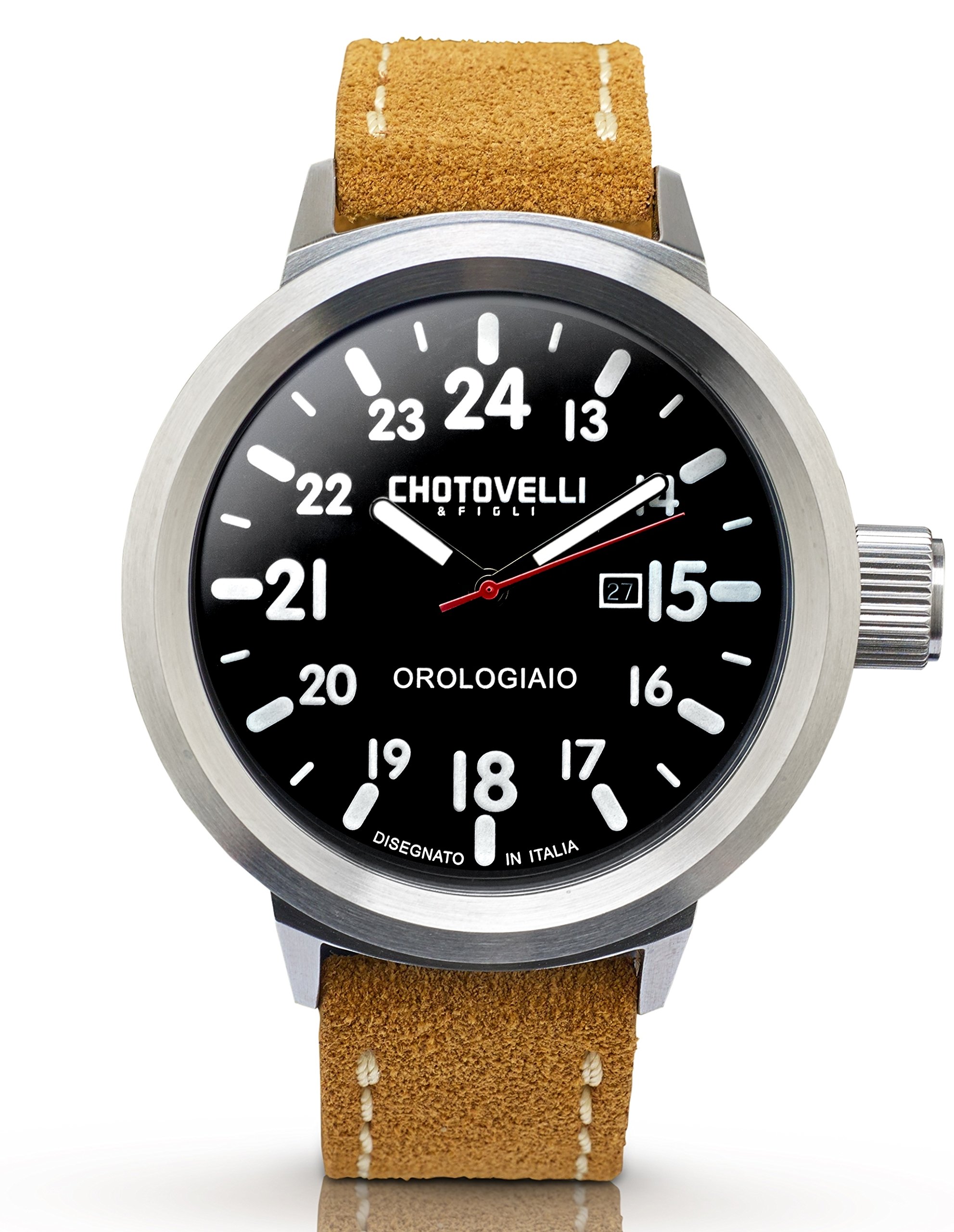 chotovelli Grande Pilota, Orologio da polso, Impermeabile, cinturino in pelle