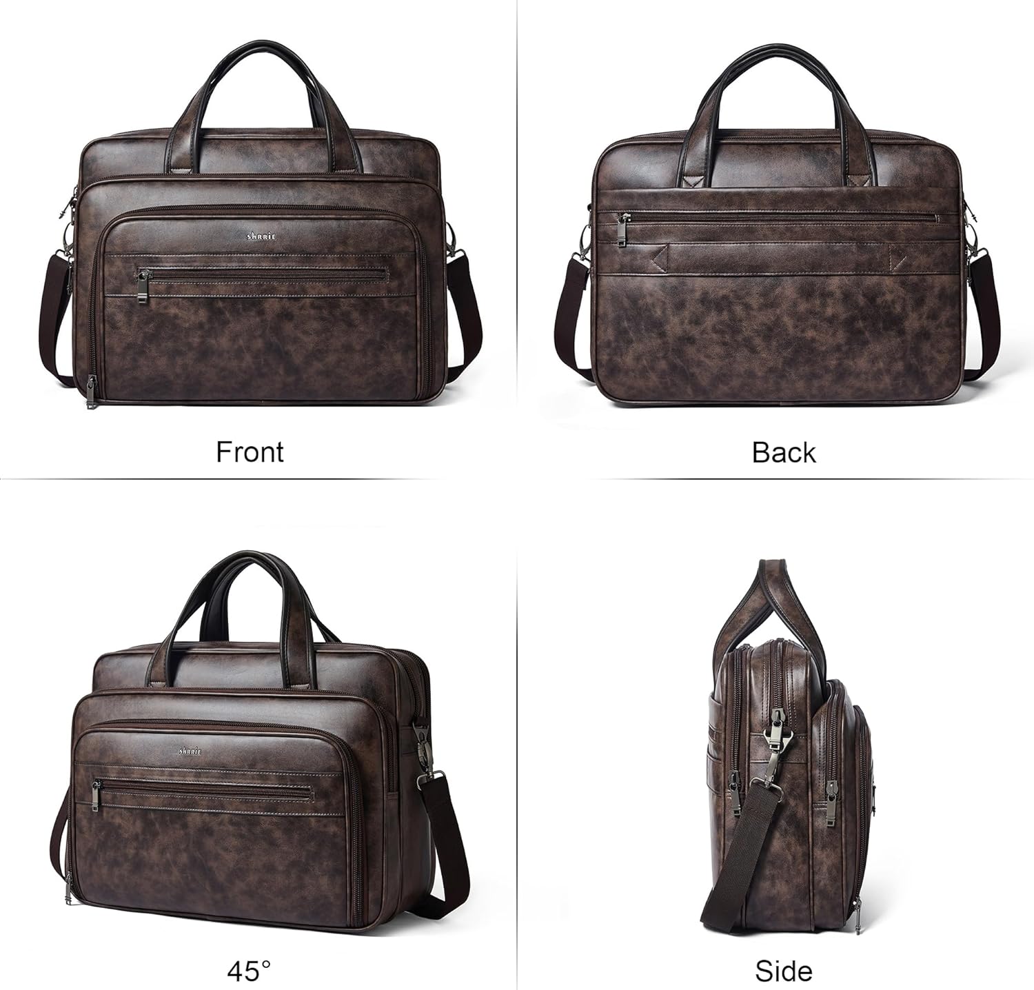 Shrrie Leather Messenger Bag for Men&Women 17 Inch Leather Laptop Bag,Water-Resistant Large Shoulder Satchel Office,Work - Image 8