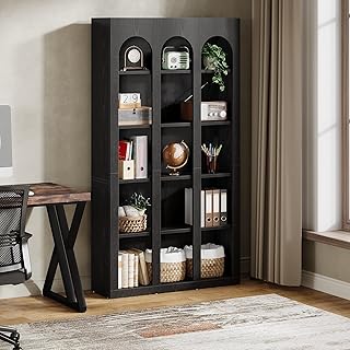 Tribesigns 5-Tier Farmhouse Arched Bookshelf, 70.87-Inch Mid Century Mod...