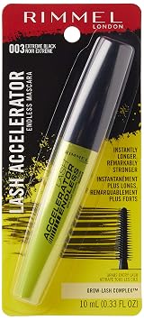 Rimmel London Lash Accelerator Endless Volume Mascara, Micro-Fiber Formula, No Clumps, Grow-Lash Complex, 003, Extreme Black, 0.33 oz