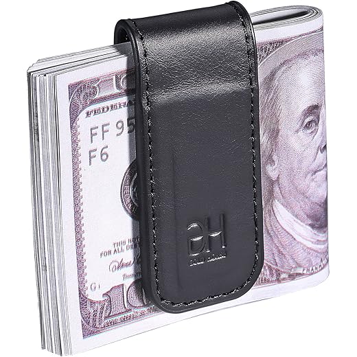 Mens Slim Magnetic Money Clip Leather Holder