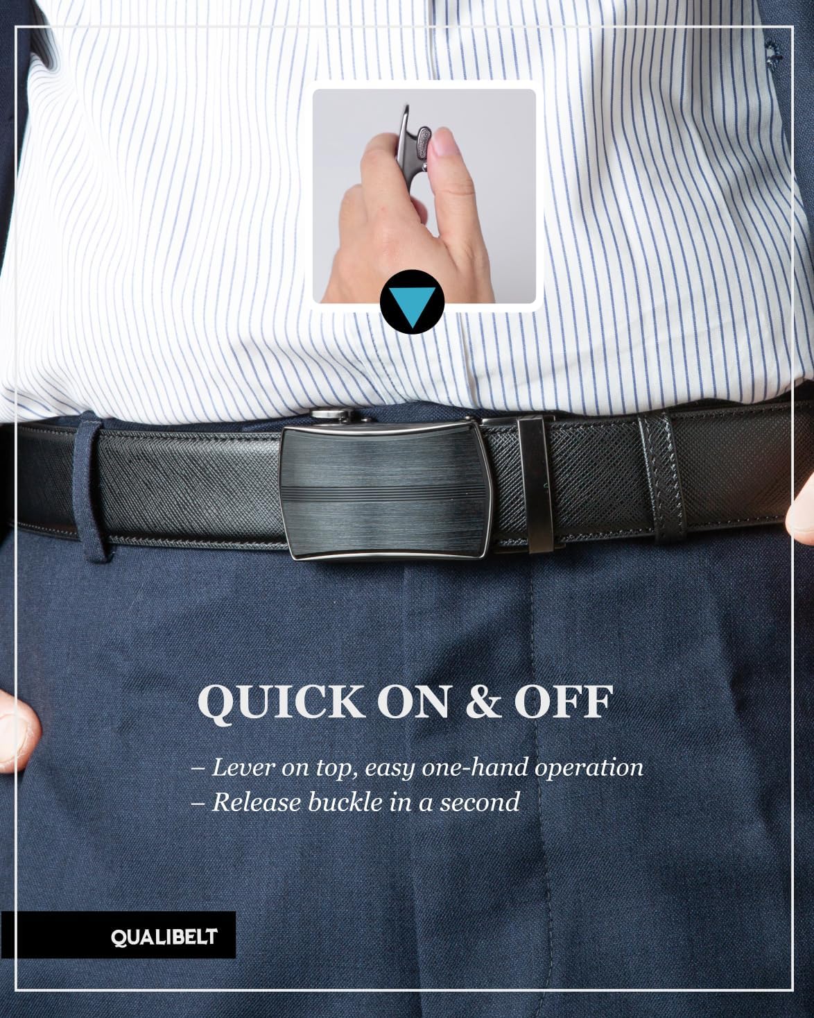 Ratchet Belt for Big and Tall Men – Adjustable to 60", Plus Size Leather Dress Belt Slide Buckle, 1.38" No Holes - Image 4