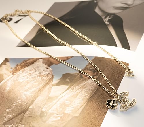 18K Gold Designer Pendant long Necklace for Women initial Black Flower Necklace Fashion Gift for Birthday Mother's Day and Anniversary