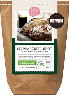 Bio Schwarzbier-Brot Brotbackmischung - Backmischung für Bierbrot - Bier Männergeschenk - Brotbackautomat geeignet - Bake with Love - (1er Pack)