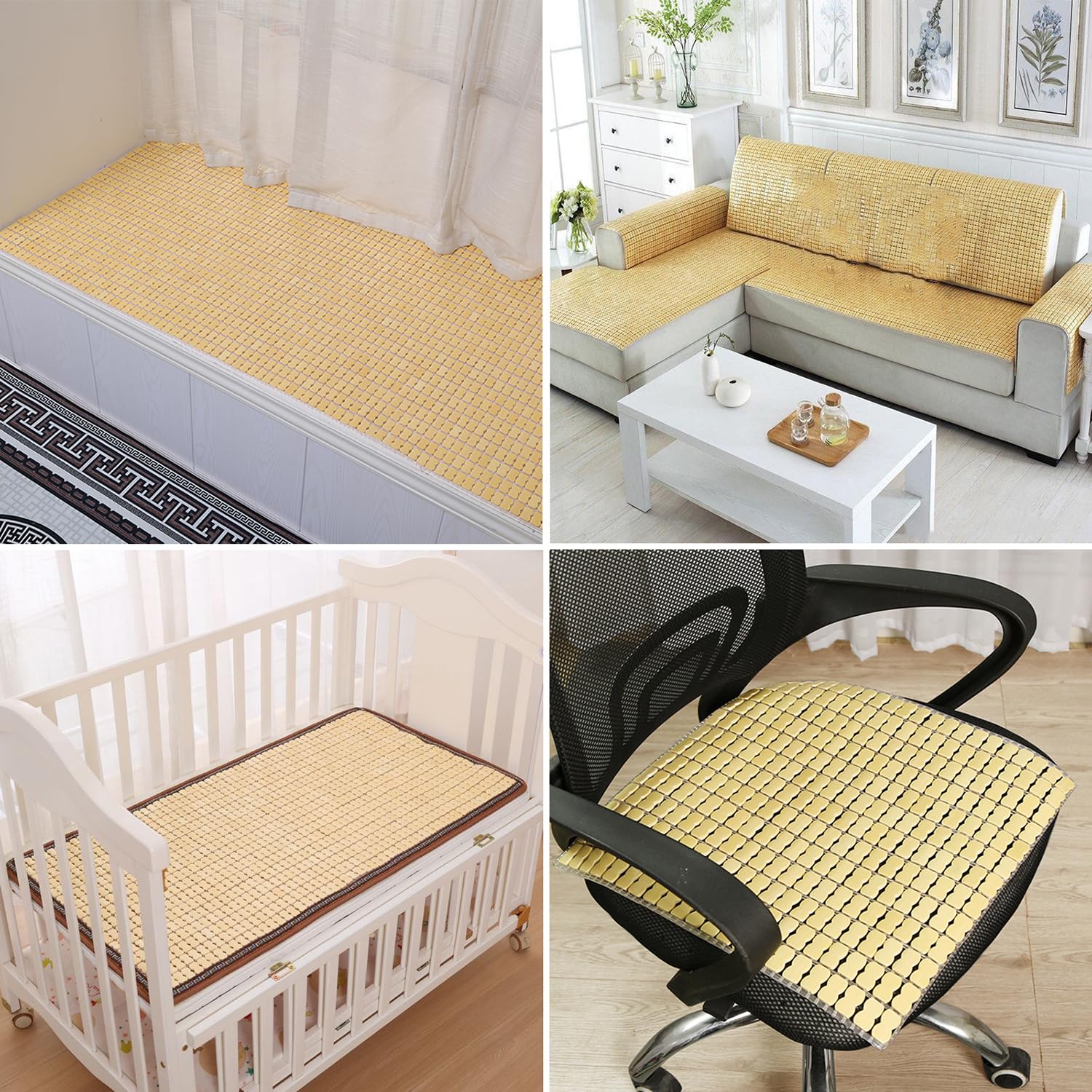 Colchoneta de bambú para Dormir de Verano,Colchoneta de Cama de bambú,Esterilla de Bambú de Mahjong Carbonizada,Estera del Amortiguador de Asiento de bambú,para Sofá,Cama,Silla (150x200cm)