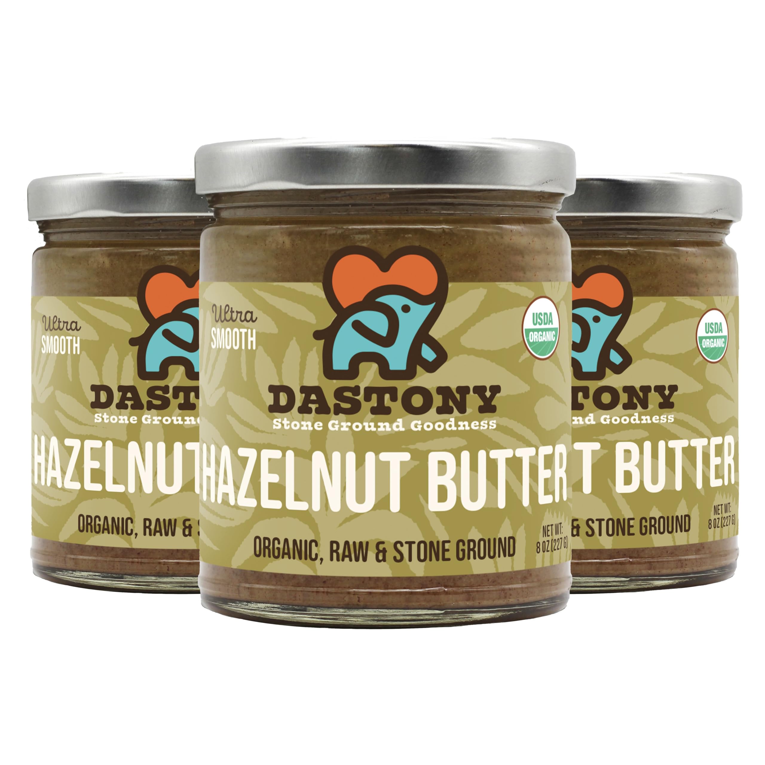 DastonyOrganic Raw Hazelnut Butter, 8 oz | Only One Ingredient | Vegan, Paleo and Keto Friendly, Non GMO, Gluten-free - Pack of 3USDA Organic