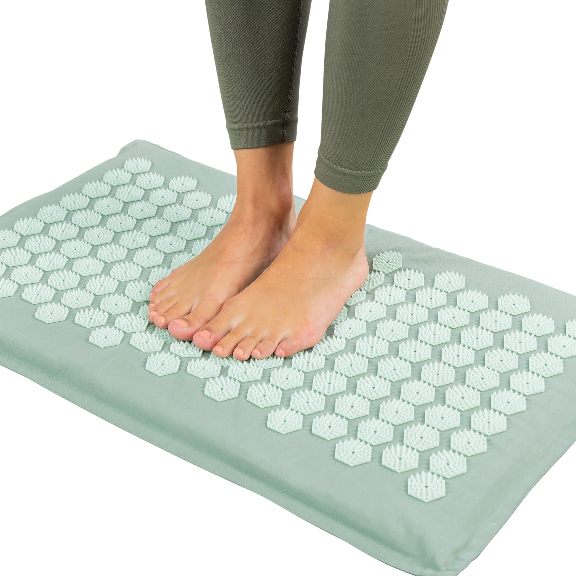 Northwall Tapis Acupression, Tapis Acupuncture Écologique avec Coussin, Tissu et Sac, Massage, Tapis d'Acrupression Vert