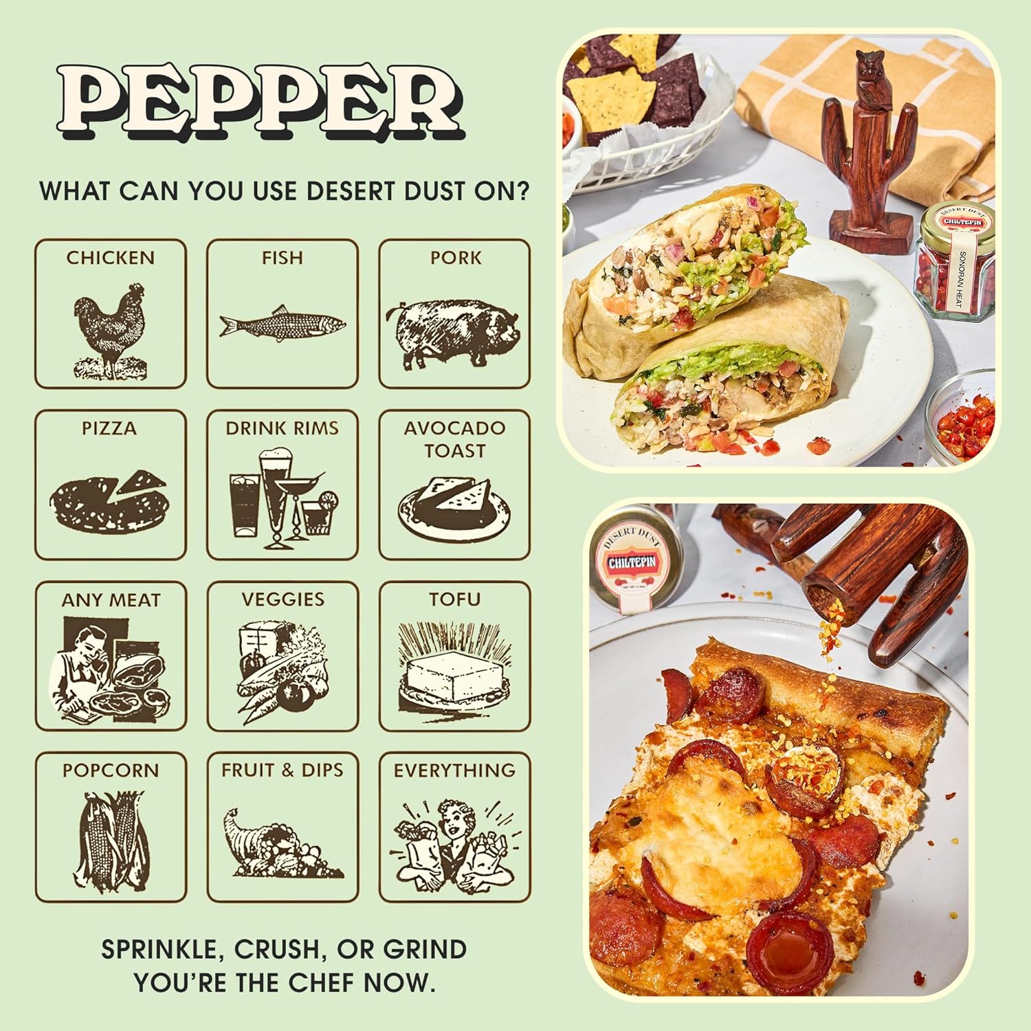 Desert Dust - Wild, Sun-Dried Chiltepin Peppers | Authentic Whole & Hand-Picked | Smoky, Fiery Heat for Salsa, Seafood, Stews & More(Chiltepin Pepper Gift Set)