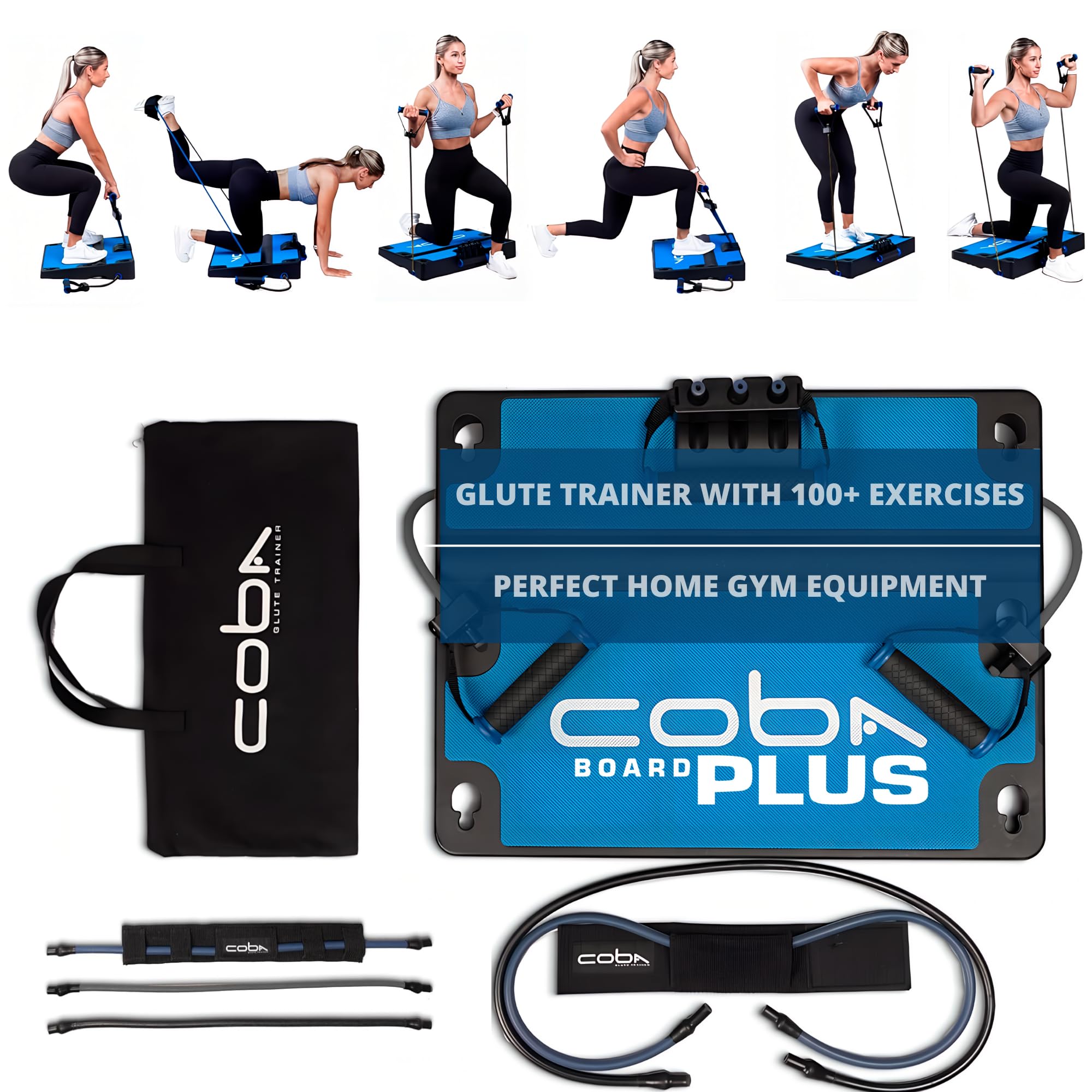 COBABoard Glute Trainer - Full Home Workout System, Core, Booty, Arm & Glute Exercise Machine, Portable Home Gym Full Body Booty Band Trainer with Free Videos