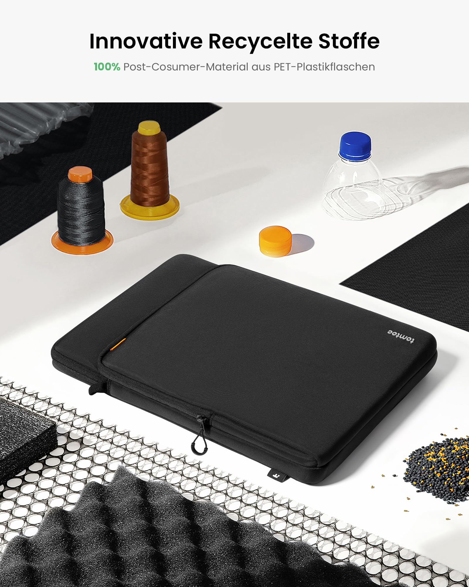 tomtoc 360° Tablet Tasche für 13 Zoll iPad Air 2026 M4/M3/M2, 13'' iPad Pro M5/M4, 12,9" iPad Pro 6/5/4, Premium Stoßfest Rundumschutz Schultertasche aus Recyclinggewebe mit Griff, passt SmartKeyboard