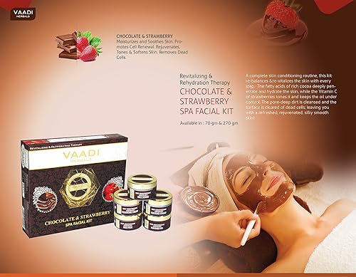 Miniatura 3 de Vaadi Herbals Kit facial  Kit facial de spa de chocolate y fresa  TODO Natural  Adecuado para todo tipo de piel y tanto para hombres como para