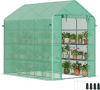 Outsunny 7' x 5' x 6' Walk-in Greenhouse for Outdoors with Mesh Door Green