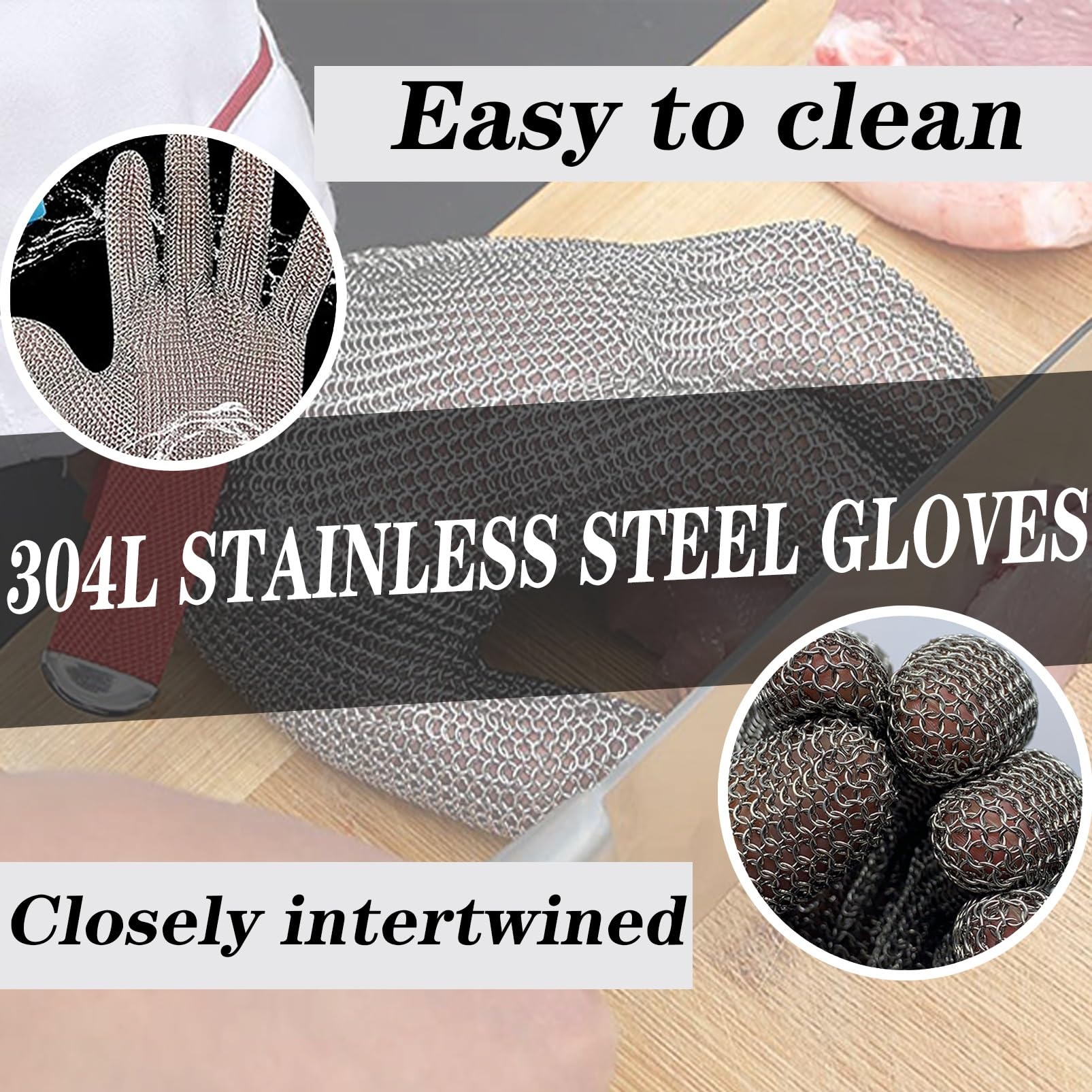 Guantes de Trabajo Anticorte 2 Guantes De Mandolina Resistentes Al Corte De 9 Niveles, Transpirables Y Resistentes A Los Cuchillos, Guantes Universales For Mano Izquierda Y Derecha(XXL)