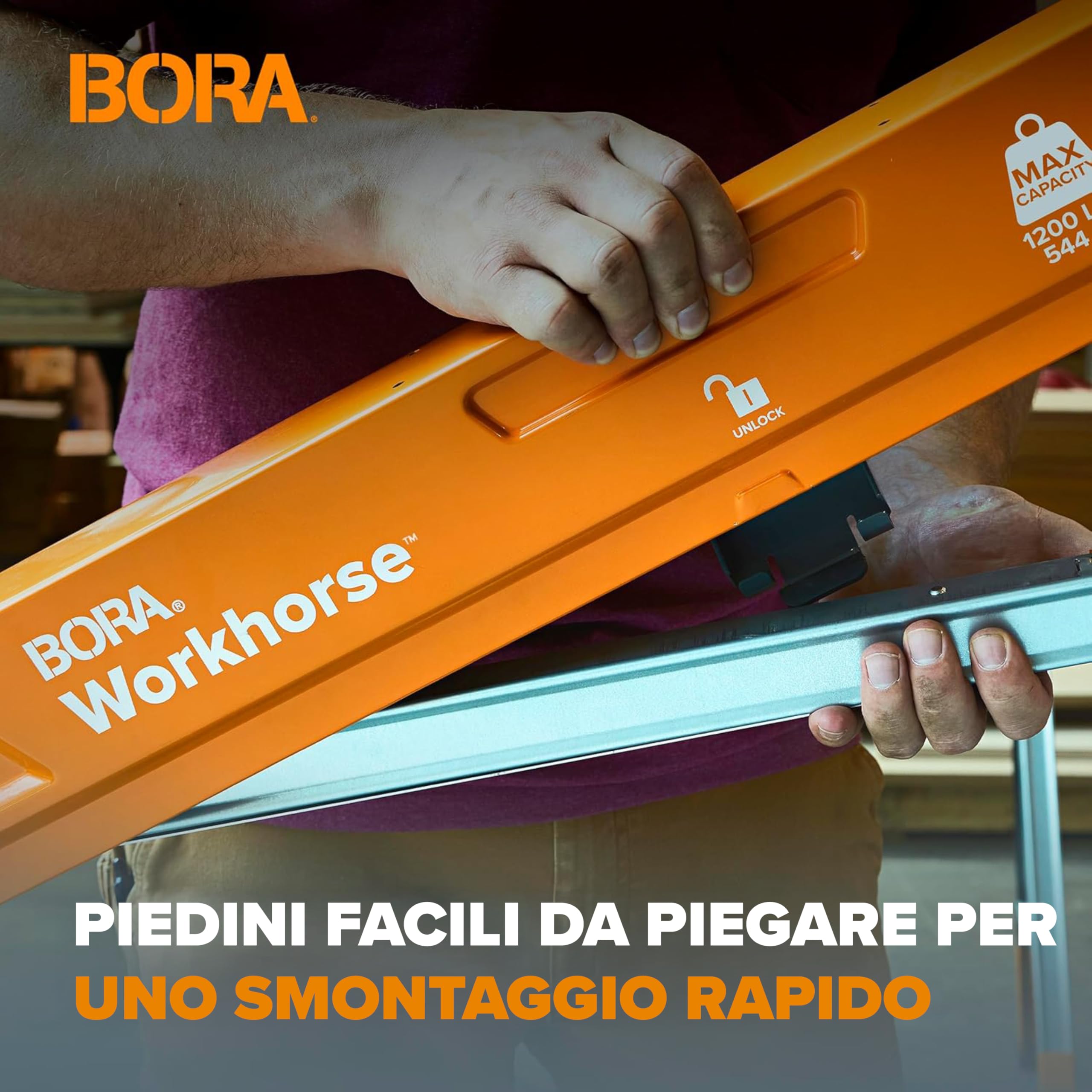 BORA Cavalletti da lavoro pieghevoli – Cavalletto da lavoro robusto, coppia di cavalletti pieghevoli per lavori professionali. PM‑3330T