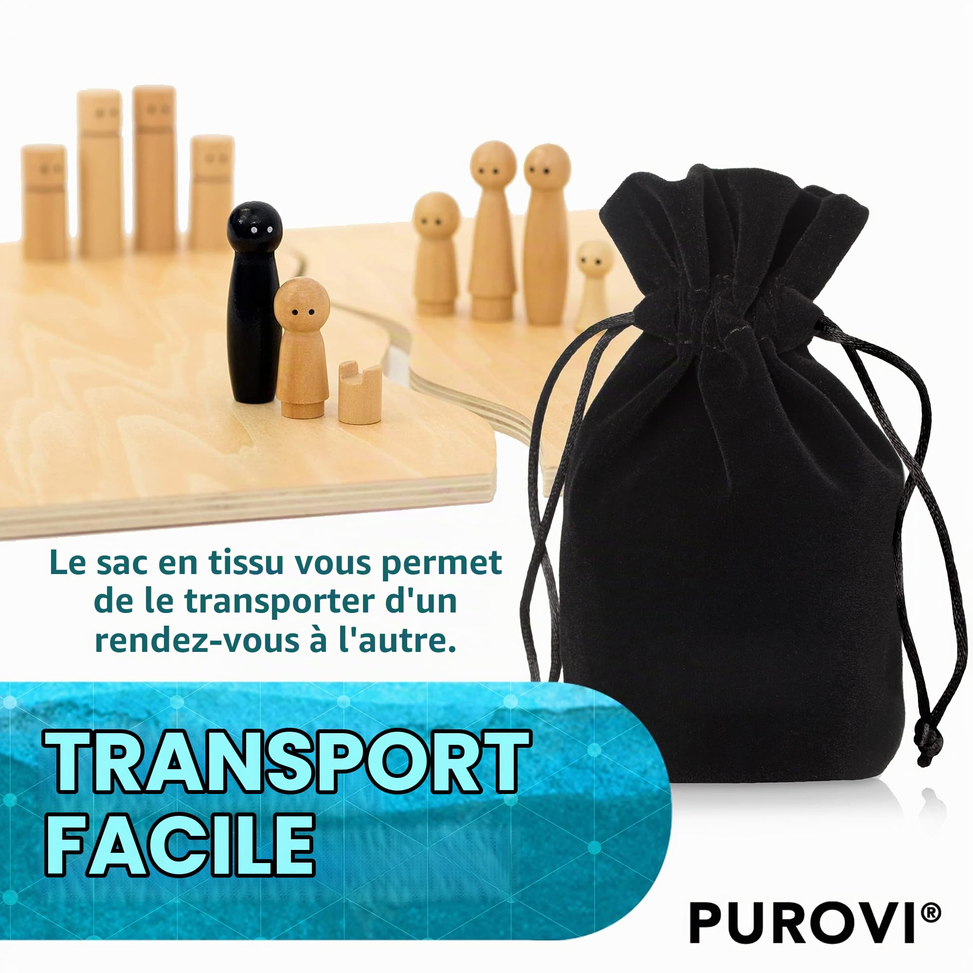Constellations familiales | Planche systémique en Bois de Haute qualité pour Installation et Coaching en Famille | 32 pièces INCL. Boîte de Rangement