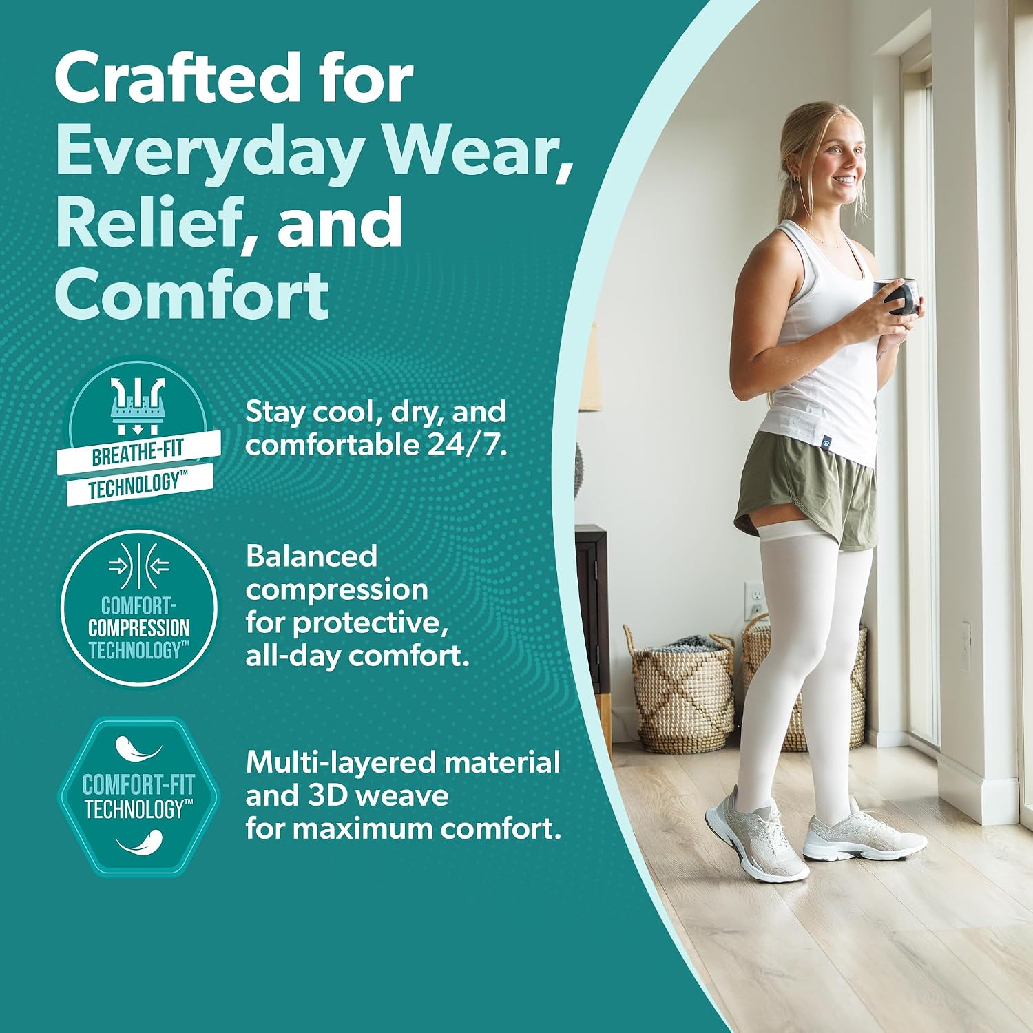 BraceAbility Anti Embolism Compression Stockings - Thigh High Medical TED Hose 15-20 mmHg with Top Toe Inspection Hole for Men, Women, Post Surgery Recovery, Varicose Veins, DVT Prevention (2XL)