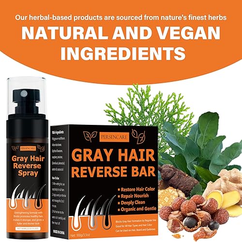 Miniatura 4 de Barra inversa de cabello gris + juegos de aerosol, para hombres y mujeres, cubre el suero de cabello gris, jabón acondicionador para engrosar y