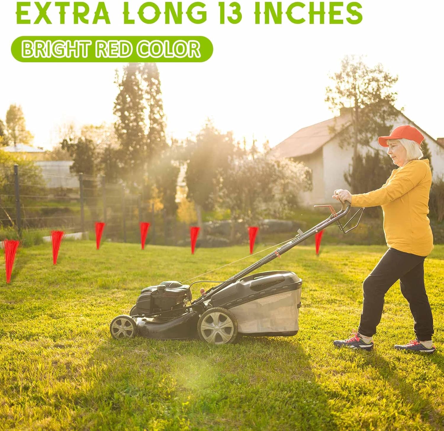 8 Pcs Ground Markers Property Line Markers Screw in Ground Markers 13 Inch Red Survey Markers Survey Stakes Marking Whiskers with Nails for Lawn Landscape Marking Sprinkler Irrigation