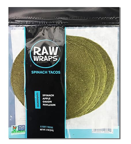 Miniatura 1 de Raw Envolturas, sin gluten, paleo y keto amistoso, establo de estante, 6 Tacos por paquete, vegano, sin OMG, sin sal o azúcar añadida, sin levadura,