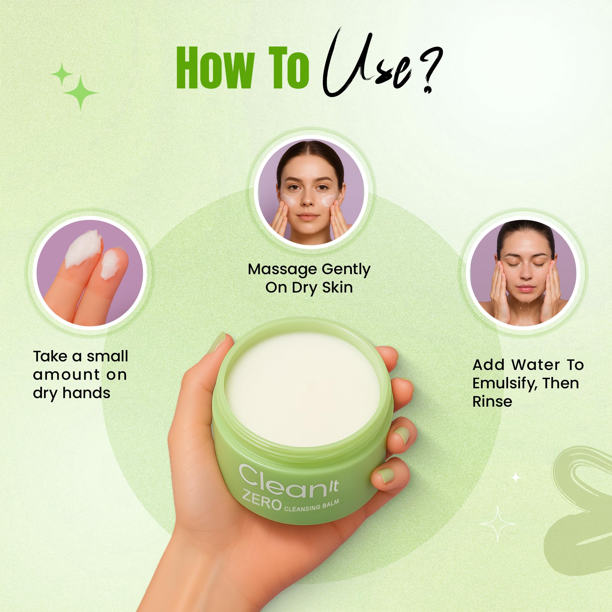 Fashion Colour Clean It Zero Gentle Makeup Remover Balm | Nourishing Balm-to-Oil Formula | Effortlessly Remove Stubborn Makeup Leaving Skin Hydrated & Rejuvenated | 100gm | Green - Image 4 thumbnail