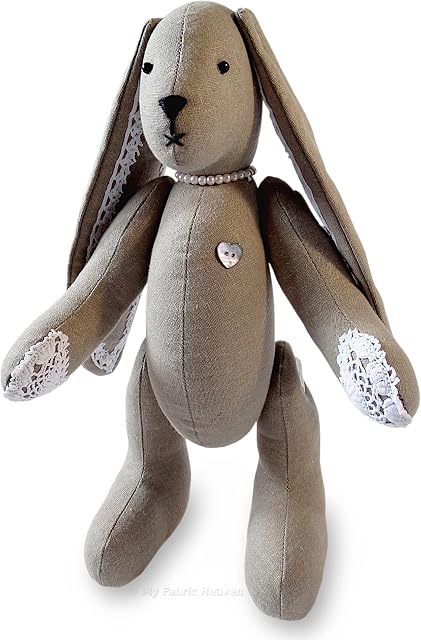 My Fabric Heaven Bunny Rabbit Sewing Pattern 28 cm Lacy Bunny Easter Keepsake Floppy Eared Bunny Stuffed Soft Toy & Photo-Tutorial Booklet. Free Post