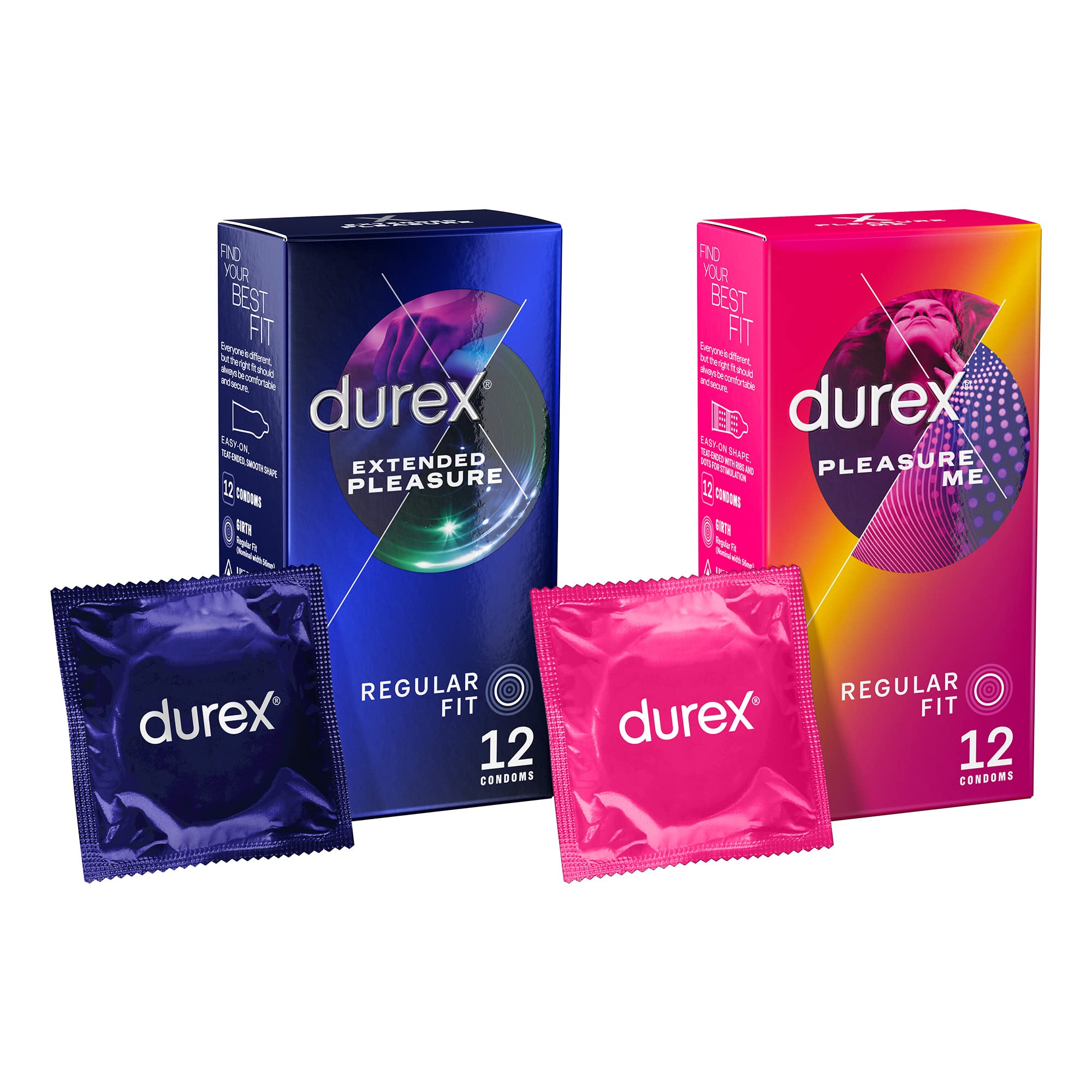 Condom Bundle - Ribbed & Dotted x12, Extended Pleasure x12, Total 24