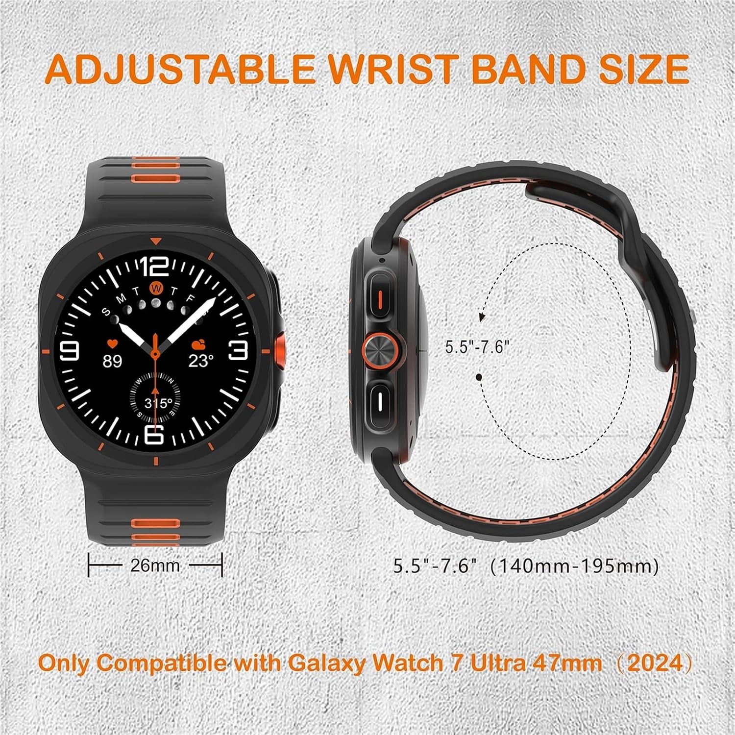 Sports Silicone Strap For Samsung Galaxy Watch Ultra 47mm Soft Loop Two Color Band For Samsung Galaxy 7 Ultra No Gaps Watchbands