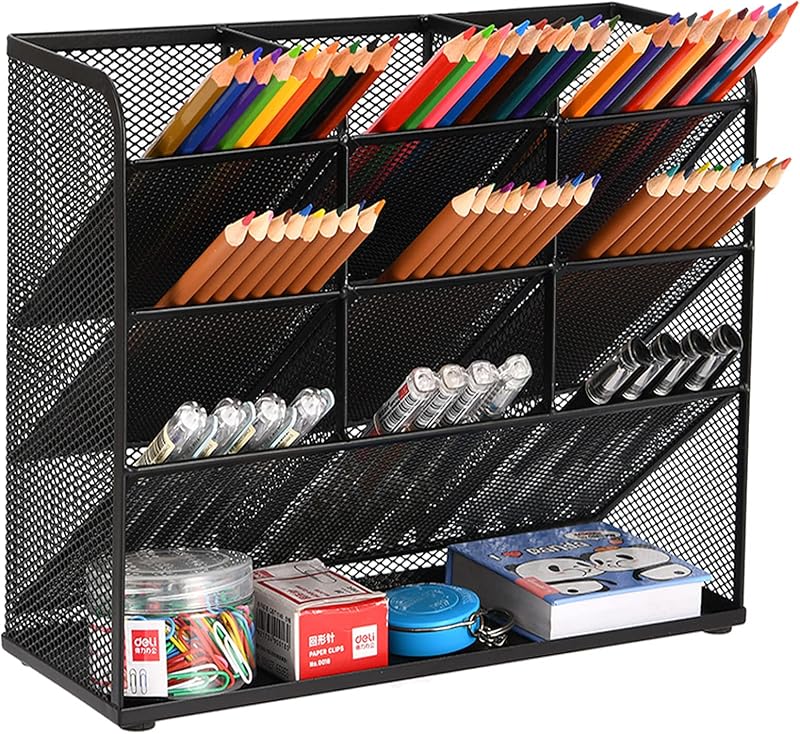 Mesh Desk Organizer, Multi-Functional Pen Holder, Desktop Stationary Organizer, Storage Rack for School Home Office Art Supplies (Mesh Pen Holder)