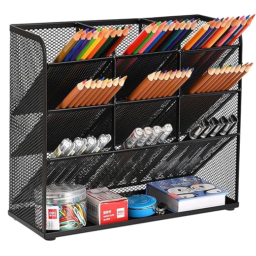 Marbrasse Mesh Desk Organizer, Multi-Functional Pen Holder, Desktop Stationary Organizer, Storage Rack for School Home Office Art Supplies (Mesh Pen Holder)
