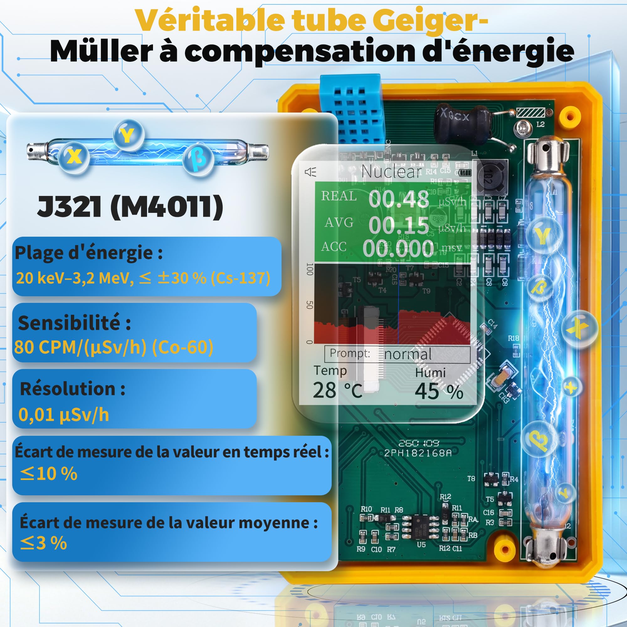 Compteur Geiger Détecteur EMF Radiation Nucléaire Testeur de Radioactivité