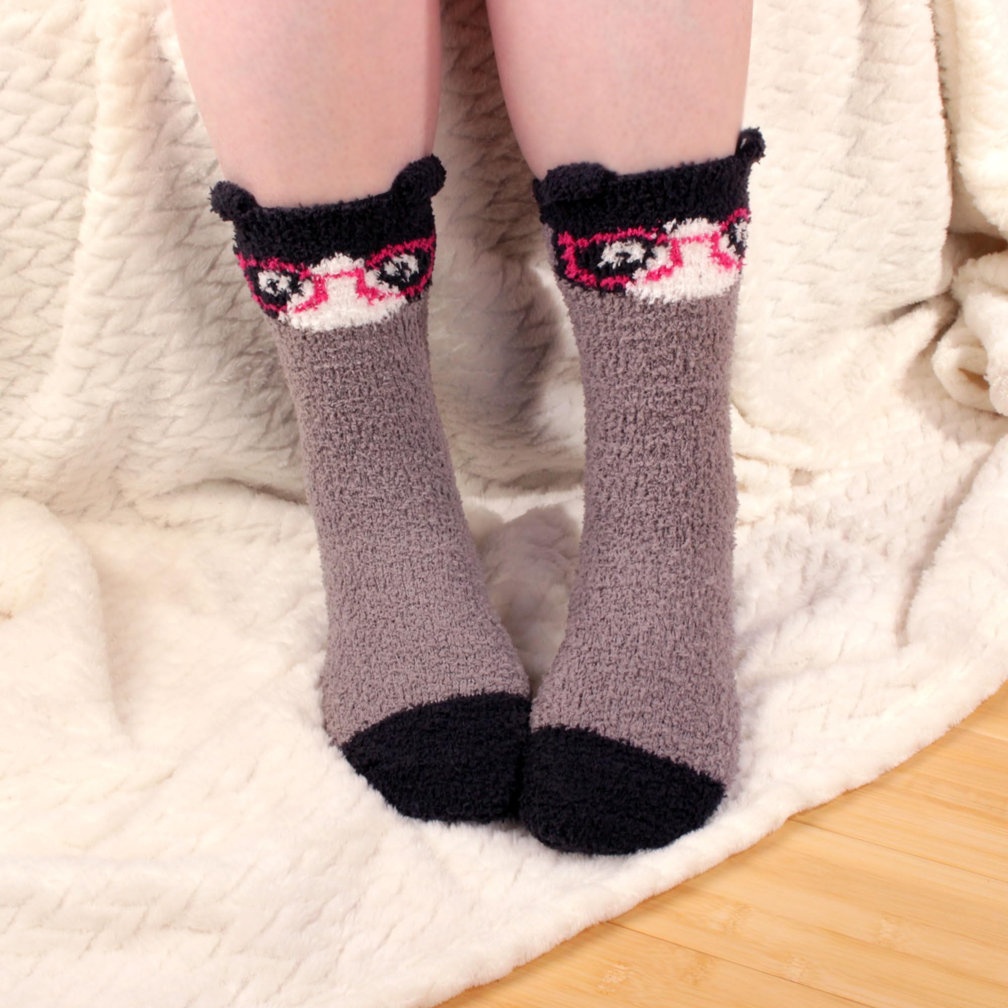 BambooMN Superweiche, warme, niedliche Tiersocken, rutschfest, flauschig, flauschig, Wintersocken, Vorteilspack