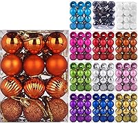 Vista 65 de Emopeak 24 bolas decorativas para árbol de Navidad, 4 estilos inastillables, decoración de árbol de Navidad, esferas colgantes para decoración
