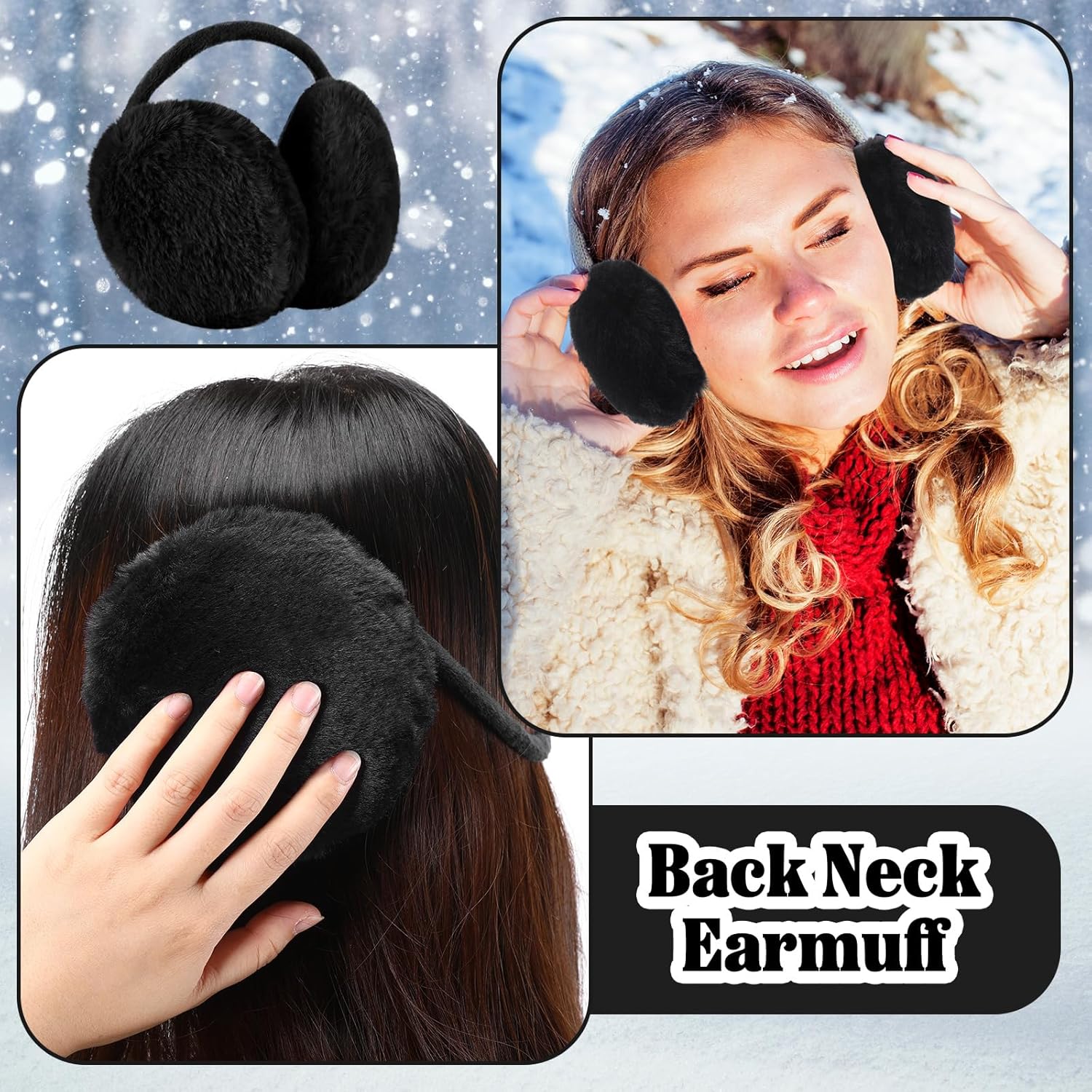 SATINIOR 5 Pcs Winter Satin Lined Hat Scarf Gloves Set Knit Pompom Beanie Warm Touchscreen Glove Earmuff Ear Warmer for Women - Image 3