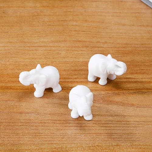 Miniatura 5 de Figuras de elefante con piedras preciosas de jade blanco, 1 unidad, figuras de elefante pequeño, estatuas de animales de cristal curativo talladas a
