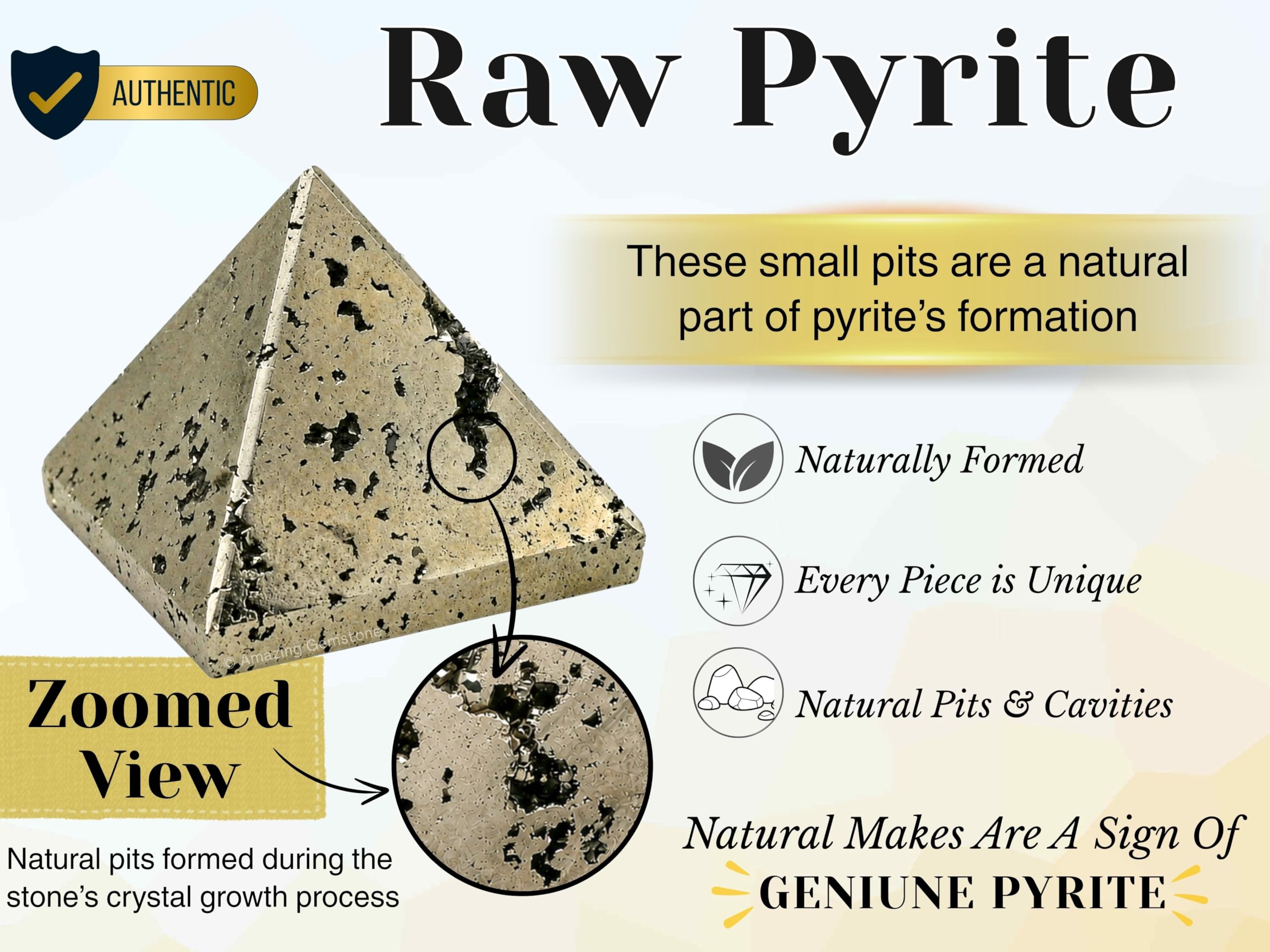 Amazing Gemstone Piramide grezza in cristallo curativo, 5,1 cm, grande piramide di pietra naturale per meditazione, Reiki, bilanciamento dei chakra e griglia piramidi di cristallo