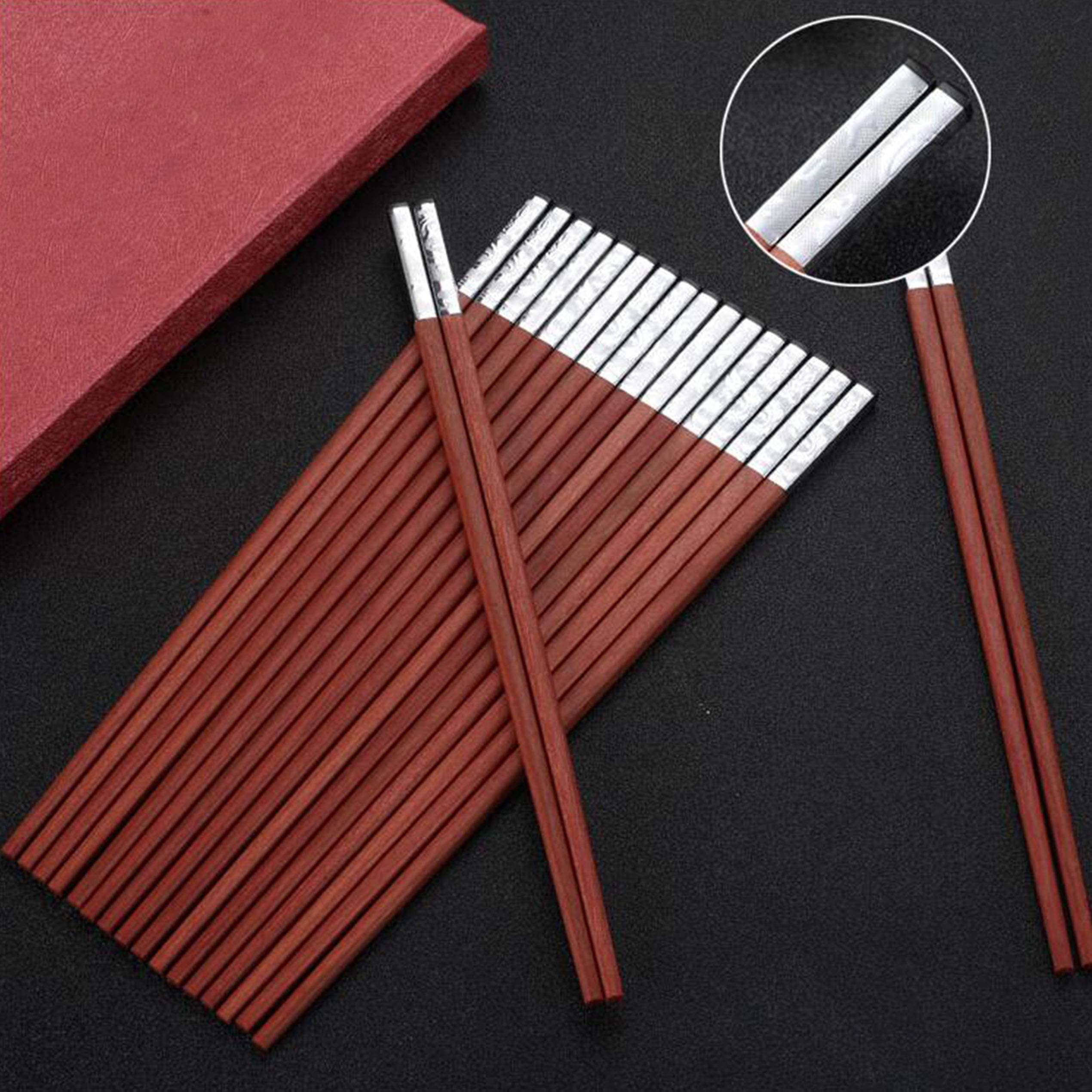 10 Paia di Bacchette di Legno riutilizzabili, Bacchette di Legno Cinesi, Giapponesi e Coreane per Sushi, Noodles Come Ramen, Udon, soba, pho, Lavabili in lavastoviglie, 2
