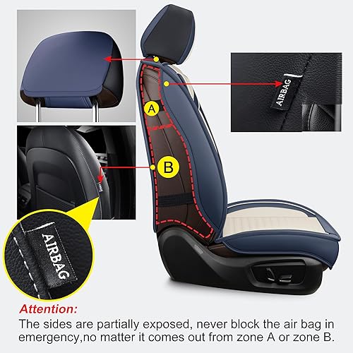 Miniatura 3 de LINGVIDO Funda universal para asiento de automóvil, transpirable e impermeable, de piel sintética, para autos, SUV, sedán (asiento completo, blanco