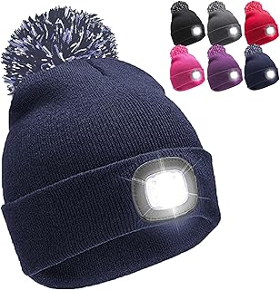 Gorro de invierno para niños y niñas, con luz LED recargable, 6 colores