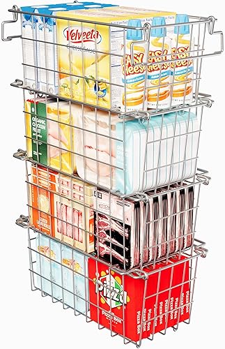 Miniatura 8 de Paquete de 3 cubos organizadores ajustables para congelador, apilables y colgantes para congelador de pecho de 7 pies cúbicos Paquete de