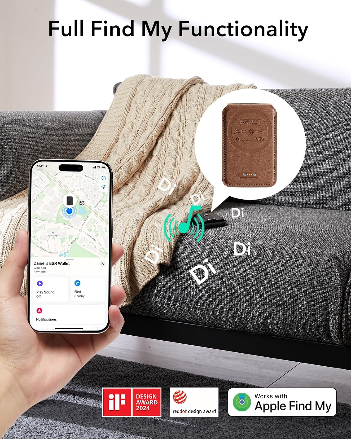  Geo for MagSafe Wallet with Full Find My Functionality, 5 Card Holder | RFID Blocking, Adjustable Stand with Grip, Strong Magnetic Wallet for iPhone 17 Pro Max 17e 16 15 14 13 12 Series, Brown thumbnail