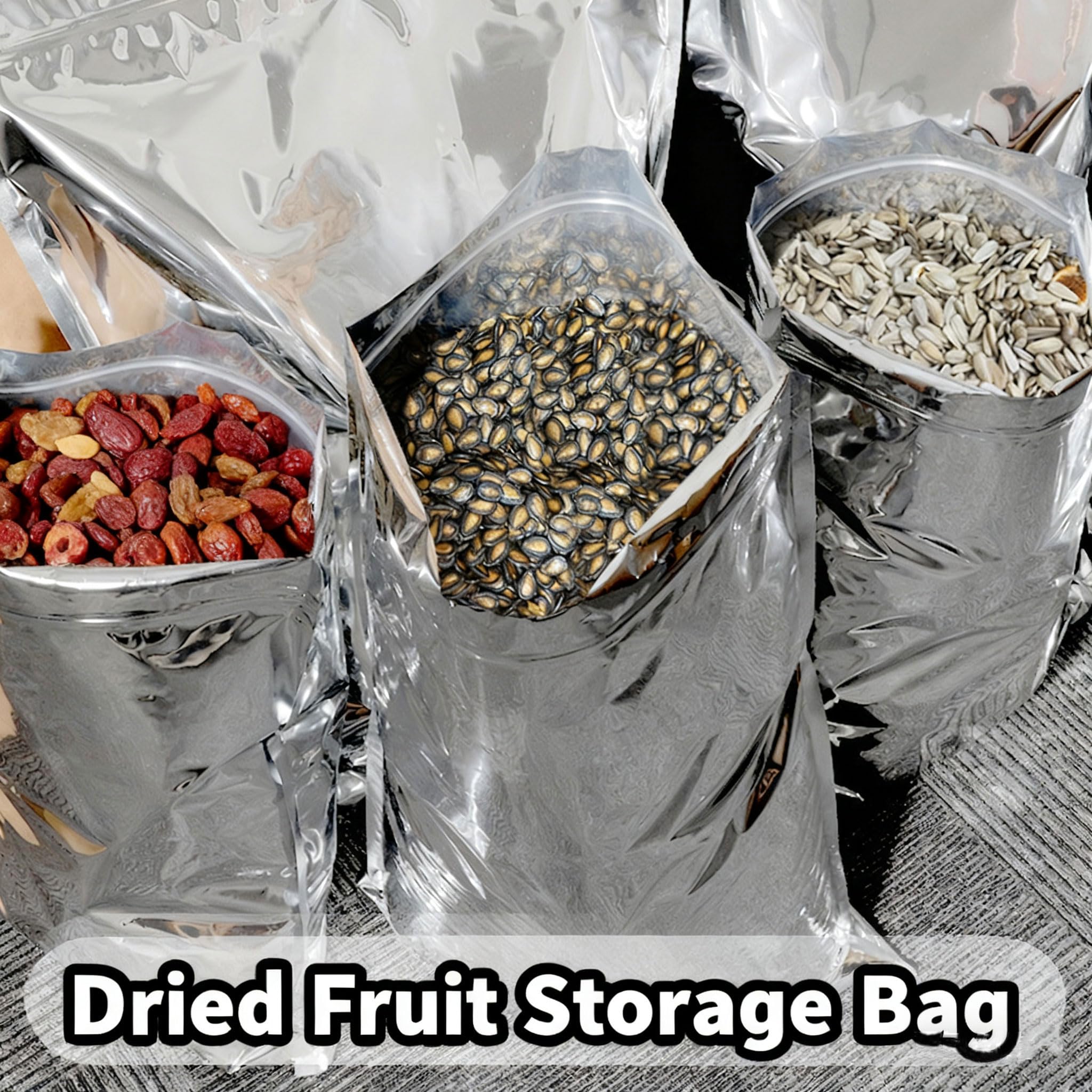 10 Bolsas de Aluminio Grandes para Almacenamiento de Alimentos, Bolsas de Vacío Abiertas Sellables para Conservación a Largo Plazo de Alimentos a Granel, Cereales, Arroz y Alimentos de (Size:70*100cm)
