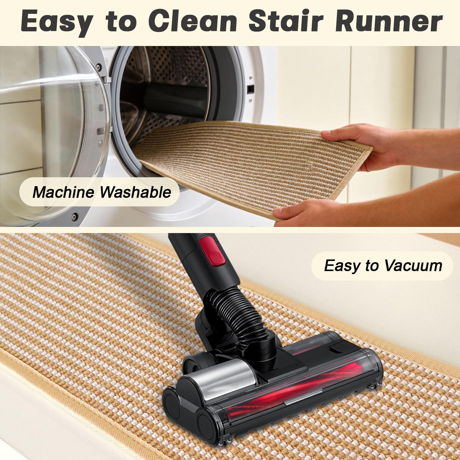 Stair Treads for Wooden Steps: 15PCS Non Slip Peel and Stick Stair Treads, 8" X 30" Stair Runner, Carpet Stairs Treads Machine Washable Adhesive Stair Rug for Kids Elders & Pets