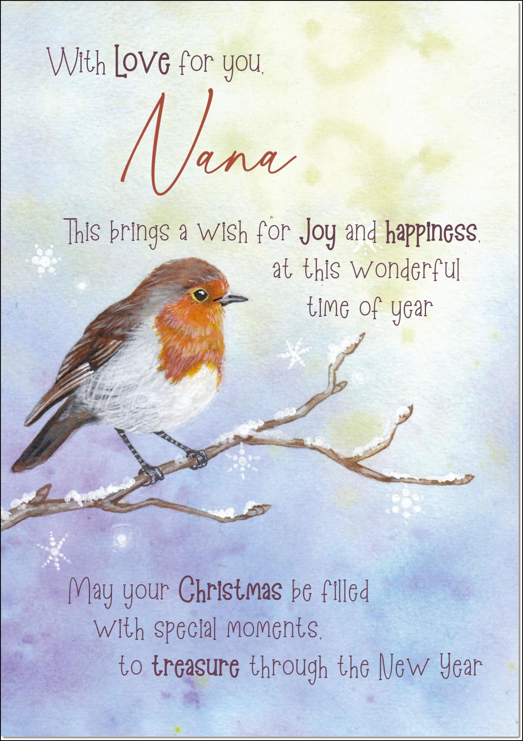 doodlecards Nana Christmas Card Watercolour Robin In The Frost Large A4 Size Christmas Card for Nana with Plain Envelope — image 1