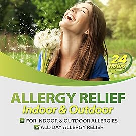 HealthA2Z Allergy Relief | Cetirizine 10mg | All Day Allergy Relief | Indoor & Outdoor | Relief from Itchy Throat, Sneezing, Runny Noses (60 Count (Pack of 1))